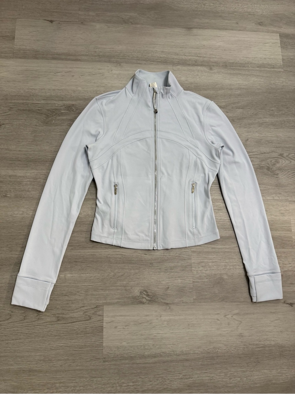 Lululemon starch blue mirror silver define jacket cropped size 8